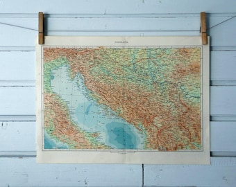 1971 Vintage Map of Yugoslavia