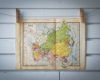 1950 Vintage Map of Asia