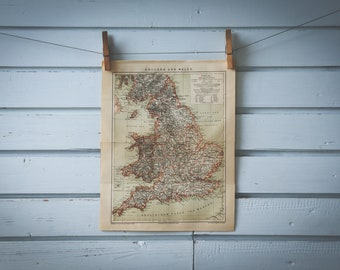 1887 Vintage Map of England