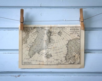 1914 Vintage Map of Greenland