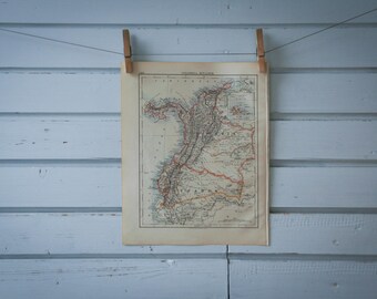 1901 Vintage Colombia Map