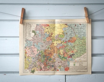 1908 Vintage Map of Northwestern Germany in Late 18th Century