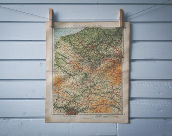 1928 Vintage North France Map