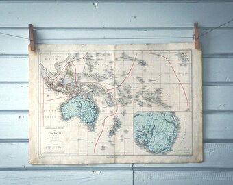 1872 Vintage Australia & Oceania Map