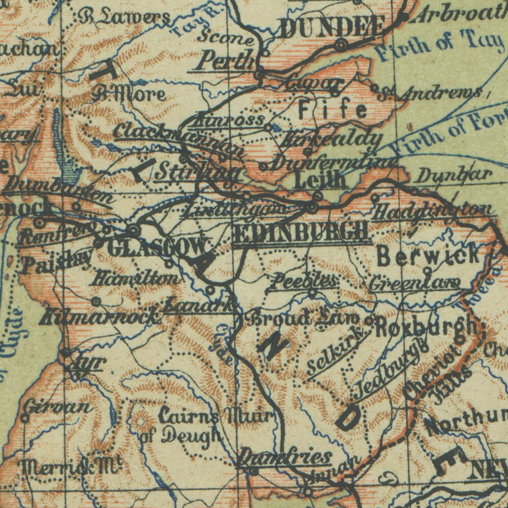 1890 Vintage United Kingdom & Ireland Map