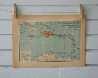 1941 Vintage West Indies Map