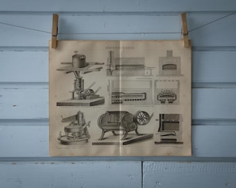 1887 Vintage Bread Baking Lithograph Illustration