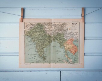1937 Vintage India & Indochina Map