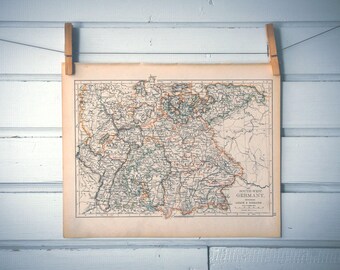 1897 Vintage South Germany Map