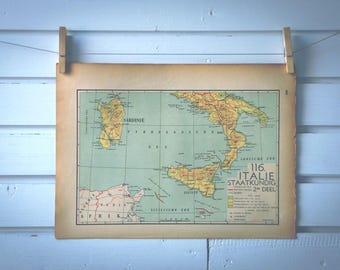 1941 Vintage South Italy Map