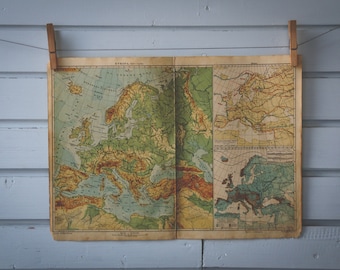 1920s Vintage Map of Europe