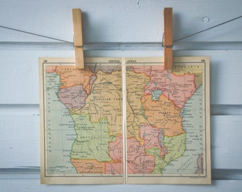 1910s Vintage Central Africa Map
