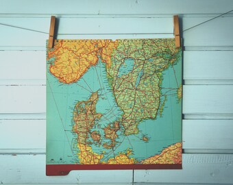 1964 Vintage Map of Denmark
