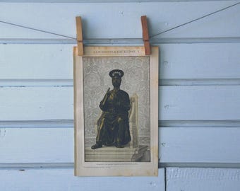 1894 Vintage St. Peter Statue Chromolithograph Illustration