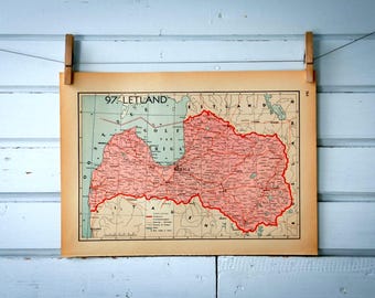 1941 Vintage Latvia Map