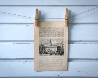 1890 Vintage Antwerp Lithograph Illustration