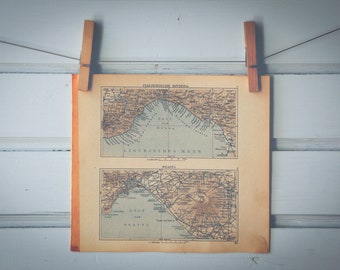 1929 Vintage Map of Italian Riviera & Naples