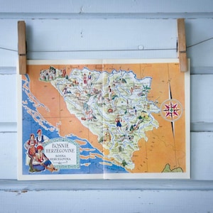 1955 Vintage Bosnia Map