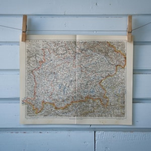 1907 Vintage South Bavaria Map