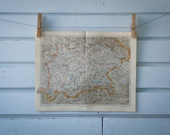 1907 Vintage South Bavaria Map