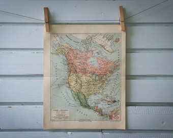 1907 Vintage North America Map