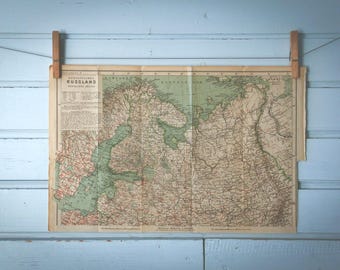 1904 Vintage North Russia Map