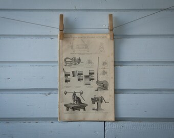 1887 Vintage Sheet Metal Bending Lithograph Illustration