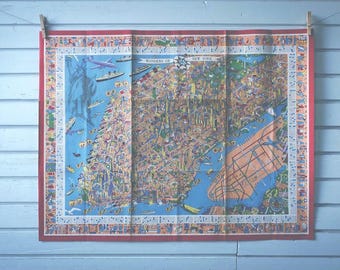 Rare find* 1953 Vintage Nils Hansell's Wonders of New York Pictorial Map
