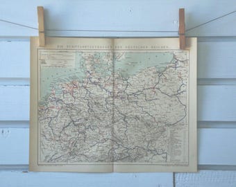 1894 Vintage Germany River Traffic Map