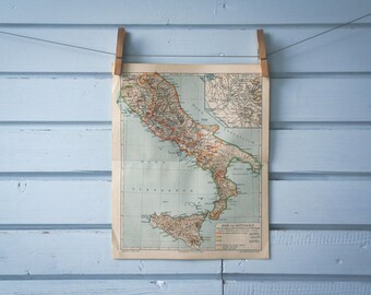 1907 Vintage Map of South Italy in Roman Times