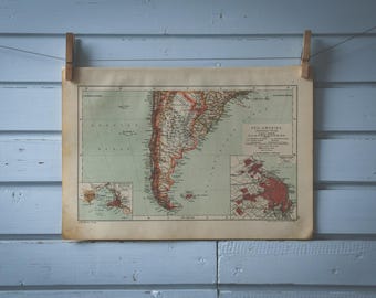 1904 Vintage Map of Argentina