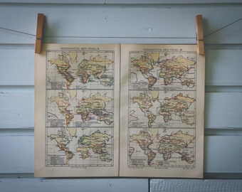 1907 Vintage Birds Distribution World Map