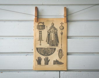 1884 Vintage Royal Regalia Lithograph Illustration