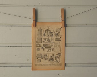 1922 Vintage Telegraph & Telephone Lithograph Illustration