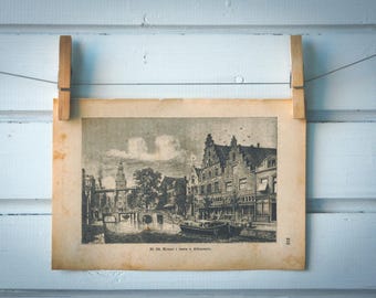 1890 Vintage Alkmaar Lithograph Illustration