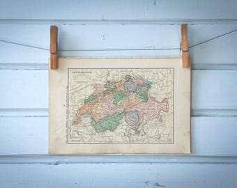 1923 Vintage Map of Switzerland