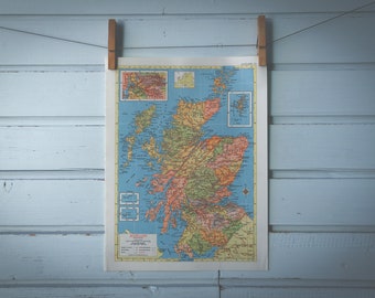 1957 Vintage Map of Scotland
