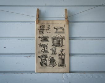 1887 Vintage Minced Meat Processing Lithograph Illustration