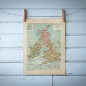 1937 Vintage Karte von Grossbritannien und Irland