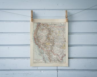 1907 Vintage West USA Map