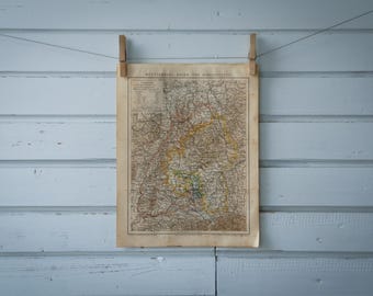 1887 Vintage Baden-Württemberg Map