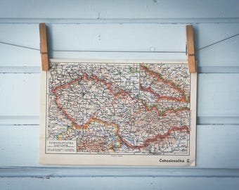 1938 Vintage Czechoslovakia Map