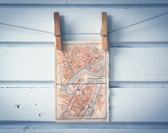 1908 Vintage Chalon-sur-Saone & Macon Map