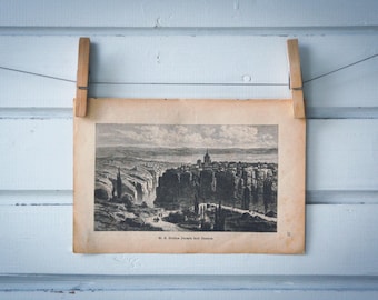 1894 Vintage Cuenca Lithograph Illustration
