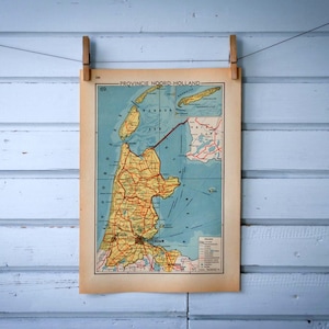 Carte vintage 1941 de la Hollande du Nord, province des Pays-Bas