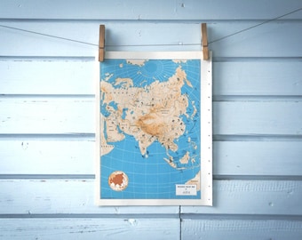 1957 Vintage Map of Asia