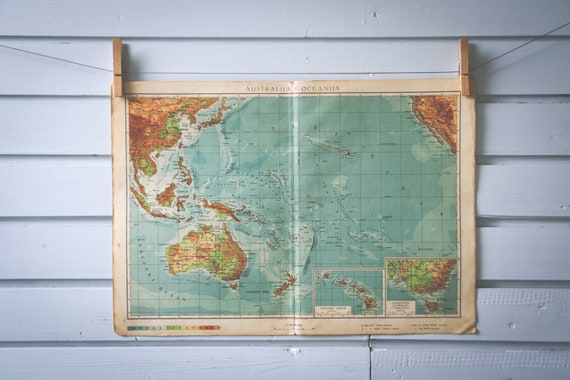 1950 Vintage Oceania Map