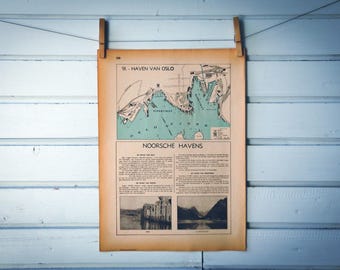 1941 Vintage Oslo Harbour Map