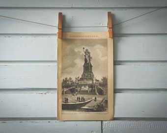 1887 Vintage Niederwalddenkmal Lithograph Illustration