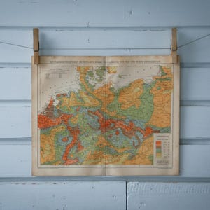 Vintage kaart met bevolkingsdichtheid van Duitsland uit 1887